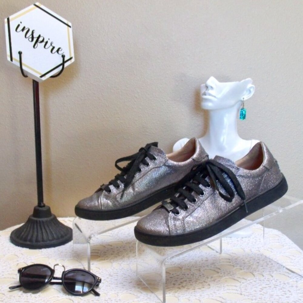 UGG Australia Milo Glitter Black Gunmetal Sneakers Tennis Shoes 1100213 Sz 8.5 - Picture 3 of 10